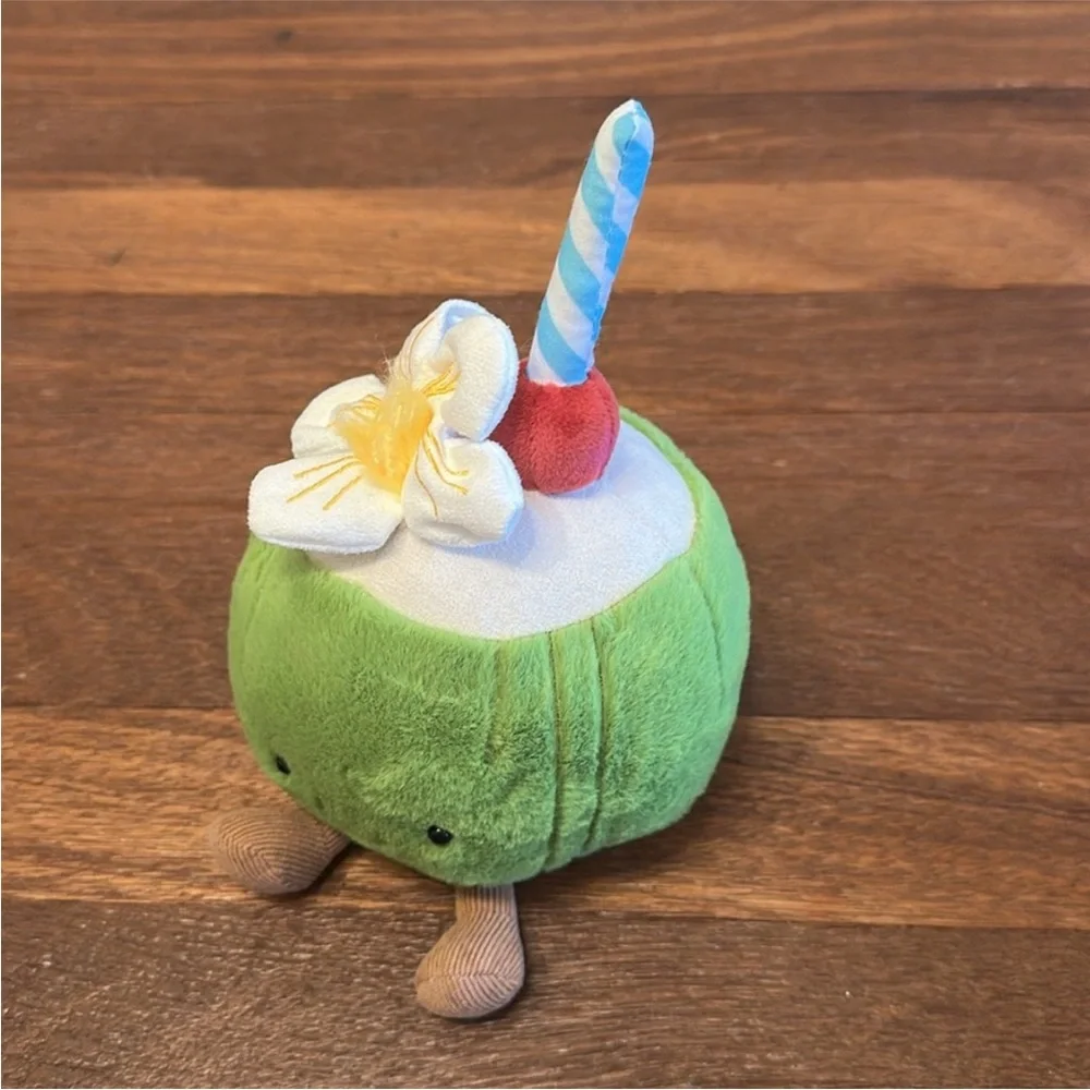 Aruba Green Coconut Plush Soft Tropical Palm Beach Summer Stuffed Toy - Picture 4 of 7